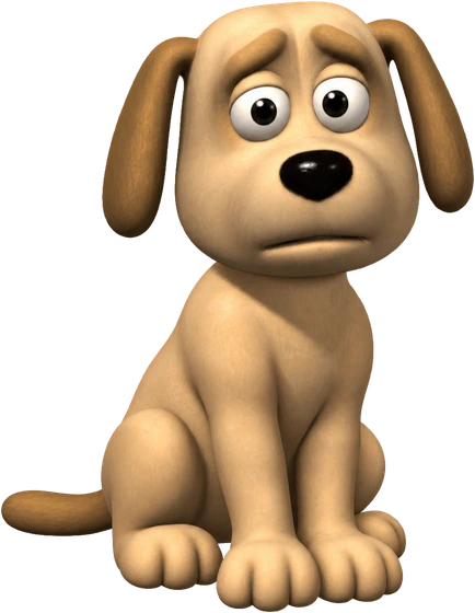 A tan cartoon dog